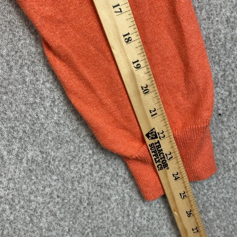 J. Crew cotton cashmere sweater fine knit orange L preppy colorful classic